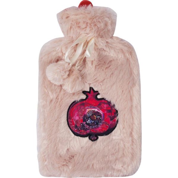 Biggdesign Borsa Dell'acqua Calda Al Melograno Con Copertura Lavabile E In Morbido Peluche, Borsa Da Letto Per Bambini E Adulti, Borsa Dell'acqua Calda Da 2L Per Dolori Alla Schiena E Allo Stomaco, Borsa Dell'acqua Calda, Beige-image