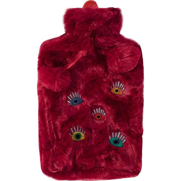 Biggdesign My Eyes On You Borsa Dell'acqua Calda Con Rivestimento In Morbido Peluche Lavabile, Borsa Da Letto Per Bambini E Adulti, Borsa Dell'acqua Calda Da 2L Per Dolori Alla Schiena E Allo Stomaco, Borsa Dell'acqua Calda, Rosso Bordeaux-image