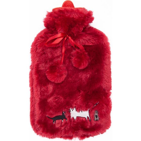 Biggdesign Bottiglia Dell'acqua Calda Per Gatti Con Rivestimento In Morbido Peluche Lavabile, Bottiglia Per Bambini E Adulti, Bottiglia Dell'acqua Calda Per Dolori Alla Schiena E Allo Stomaco, Bottiglia Dell'acqua Calda, 2L, Rosso-image