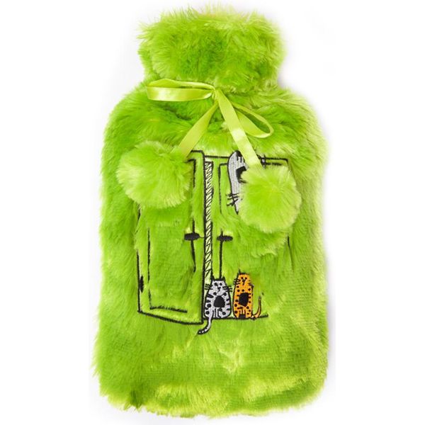 Biggdesign Bottiglia Dell'acqua Calda Per Gatti Con Coperchio Lavabile E Morbido Peluche, Bottiglia Da Letto Per Bambini E Adulti, Bottiglia Dell'acqua Calda Per Il Mal Di Schiena E Lo Stomaco, Bottiglia Dell'acqua Calda, 2L, Verde-image