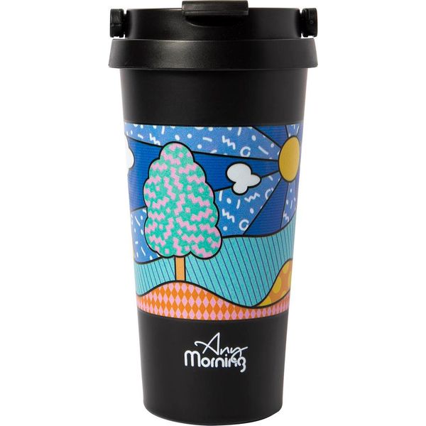 Any Morning Tazza Termica Con Manico E Coperchio | Tazza Da Caffè In Acciaio Inox | Tazza Per Il Caffè Da Portare Via | Tazza Termica | Tazza Isolata Per Casa O Ufficio | 500 Ml-image