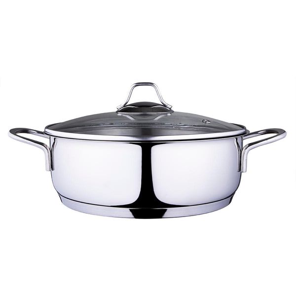 Serenk Padella Da Portata Modernista, Padella Universale, Brasiera Rivestita Con Coperchio, Pentola In Acciaio Inox, Casseruola, Per Tutti I Tipi Di Fornelli, Compresi Quelli A Induzione, Ø 24 Cm - 1,5 Litri, TüRkiye Made-image