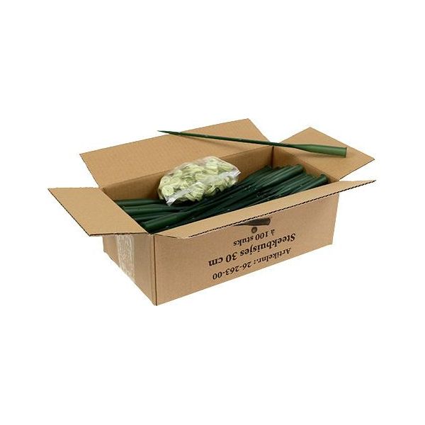 Tubi Per Composizioni Floreali Verde Scuro 30 Cm Per Decorazioni Floreali, Matrimoni, Set Di 100 Con Tappi In Gomma-image