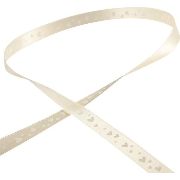 Nastro Da Regalo Crema 15 Mm X 20 M - Nastro Da Matrimonio Nastro Decorativo Con Cuori-image