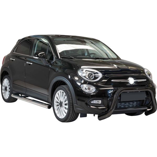 Barra Di Protezione Paraurti Anteriore Per Fiat 500X 2014-2018 ø76Mm Acciaio Protezione Nera-image