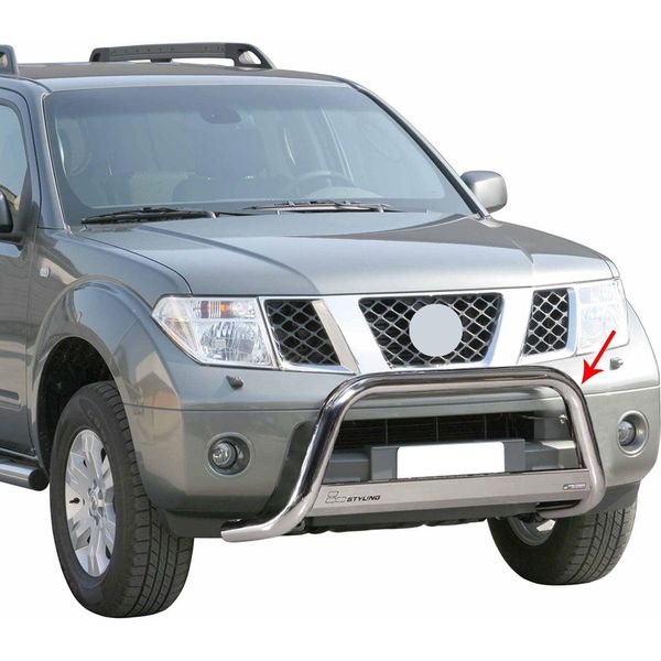 Barra Di Protezione Paraurti Anteriore Per Nissan Navara 2005-2010 ø63Mm Acciaio Argento-image