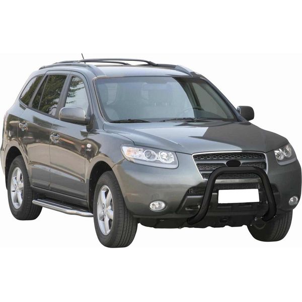 Barra Di Protezione Paraurti Anteriore Per Hyundai Santa Fe 2006-2009 ø76Mm Acciaio Nero-image
