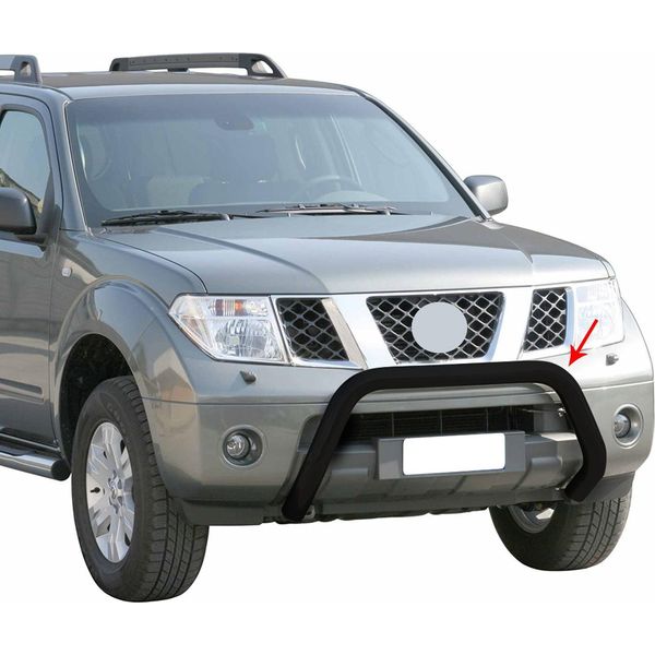 Barra Di Protezione Paraurti Anteriore Per Nissan Navara 2005-2010 ø76Mm Acciaio Nero-image