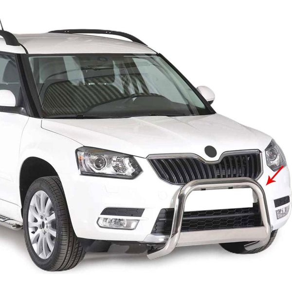 Barra Di Protezione Paraurti Anteriore Per Skoda Yeti 2014-2017 ø63Mm Acciaio Protezione Argento-image