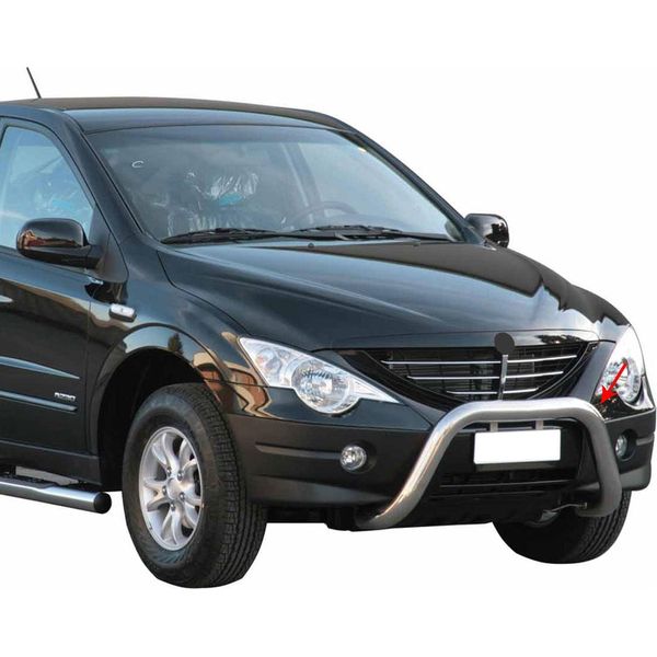 Barra Di Protezione Paraurti Anteriore Per Ssangyong Actyon 2006-2012 ø76Mm Acciaio Argento-image