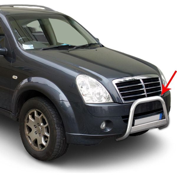 Barra Di Protezione Paraurti Anteriore Per Ssangyong Rexton 2006-2012 ø63Mm Acciaio Argento-image