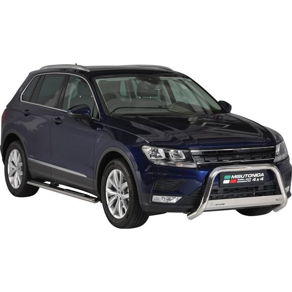 Barra Di Protezione Paraurti Anteriore Per Vw Tiguan Allspace 2017-2021 ø63Mm Acciaio Argento-image