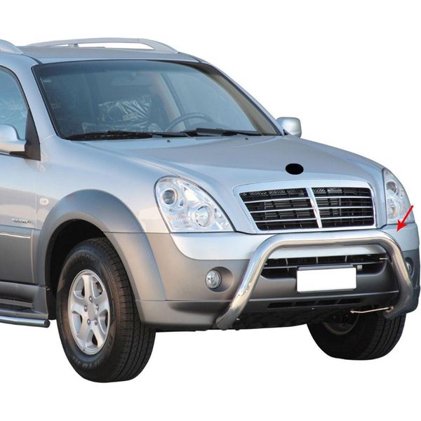 Barra Di Protezione Paraurti Anteriore Per Ssangyong Rexton 2006-2012 ø76Mm Acciaio Argento-image
