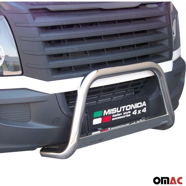 Barra Di Protezione Paraurti Anteriore Per Vw Crafter 2011-2016 ø63Mm Acciaio Protezione Argento-image
