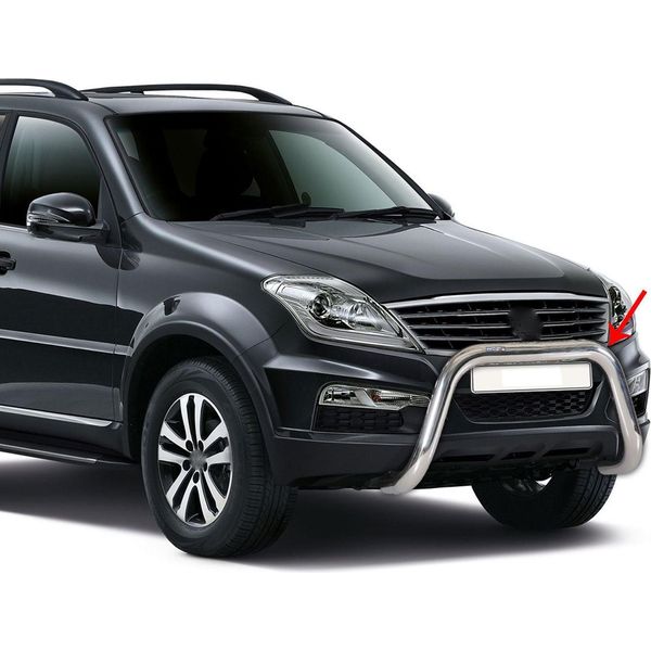 Barra Di Protezione Paraurti Anteriore Per Ssangyong Rexton W 2013-2017 ø76Mm Acciaio Argento-image