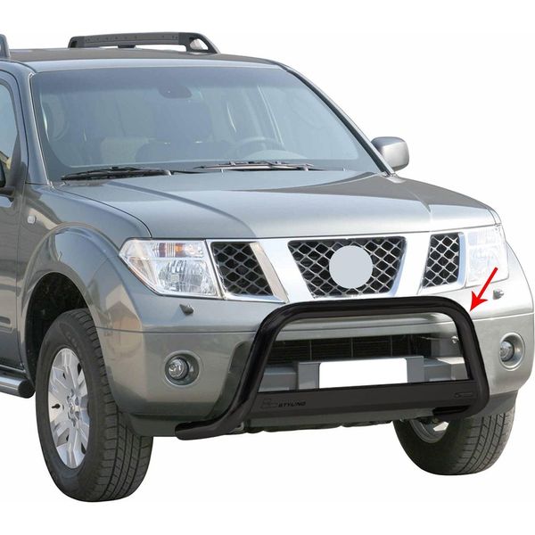 Barra Di Protezione Paraurti Anteriore Per Nissan Navara 2005-2010 ø63Mm Acciaio Nero-image