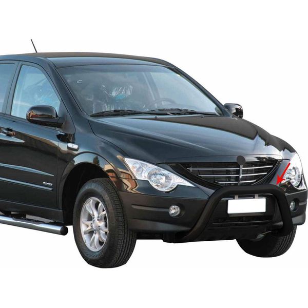 Barra Di Protezione Paraurti Anteriore Per Ssangyong Actyon 2006-2012 ø76Mm Acciaio Nero-image