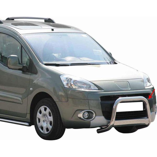 Barra Di Protezione Del Paraurti Anteriore Per Peugeot Partner 2008-2015 ø63Mm Acciaio Argento-image