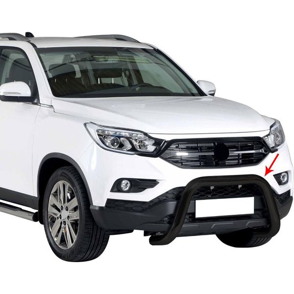 Barra Di Protezione Paraurti Anteriore Per Ssangyong Musso 2018-2025 ø76Mm Acciaio Nero-image