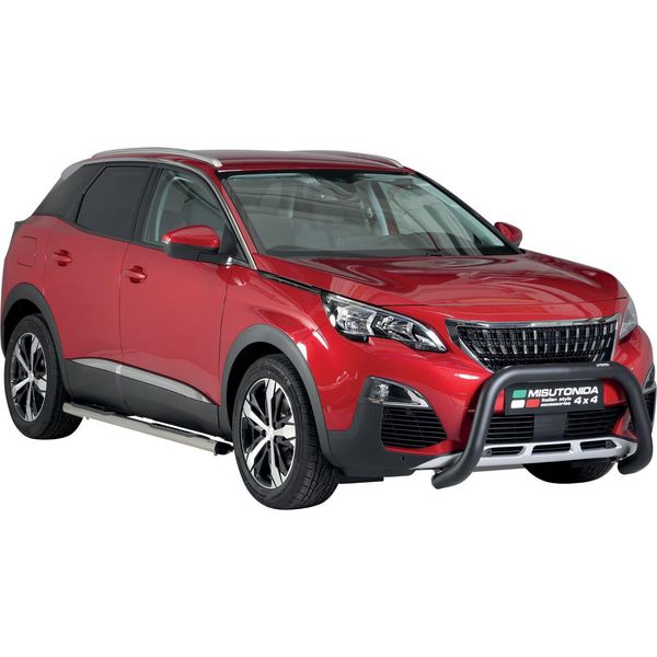 Barra Di Protezione Paraurti Anteriore Per Peugeot 3008 2018-2021 ø76Mm Acciaio Nero-image