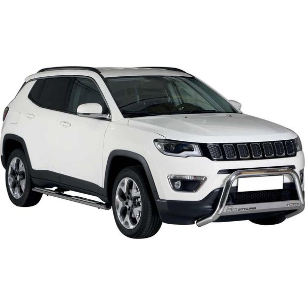 Barra Di Protezione Paraurti Anteriore Per Jeep Compass 2016-2021 ø63Mm Acciaio Protezione Argento-image