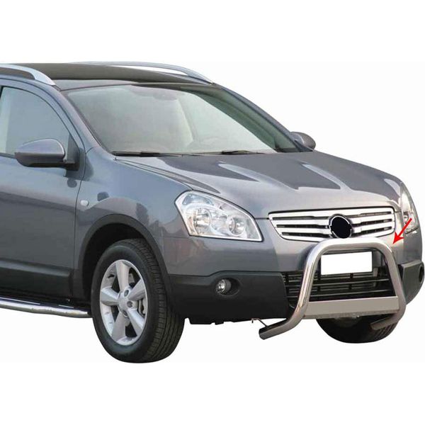 Barra Di Protezione Paraurti Anteriore Per Nissan Qashqai +2 2008-2013 ø63Mm Acciaio Argento-image