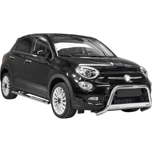 Barra Di Protezione Paraurti Anteriore Per Fiat 500X 2014-2018 ø63Mm Acciaio Protezione Argento-image