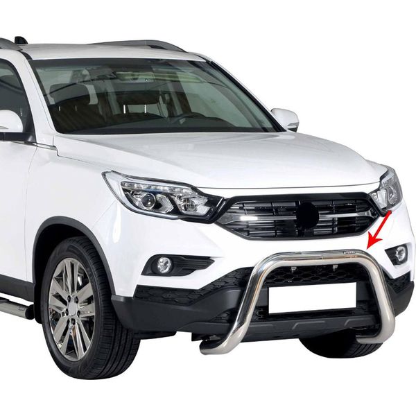Barra Di Protezione Paraurti Anteriore Per Ssangyong Musso 2018-2025 ø76Mm Acciaio Argento-image