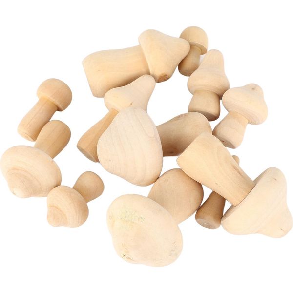 12 Pezzi Di Funghi In Legno Non Finiti Per La Pittura, Per La Decorazione Della Casa E L'artigianato-image