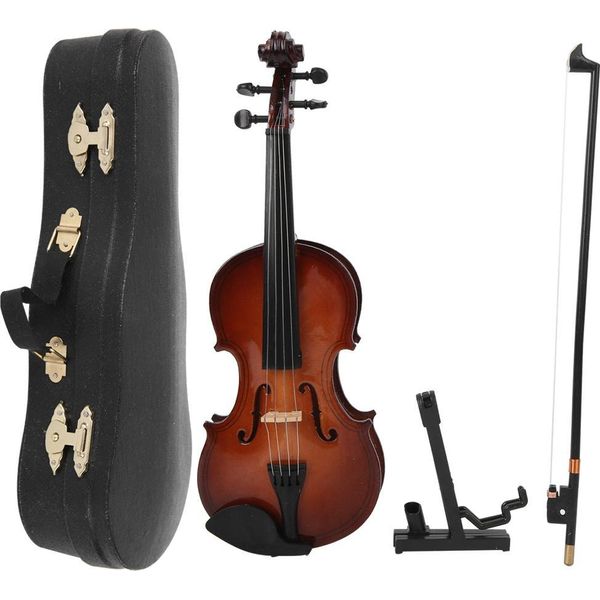 Modello Di Violino In Legno In Miniatura Mini Strumento Musicale Ornamentale Con Confezione Regalo-image