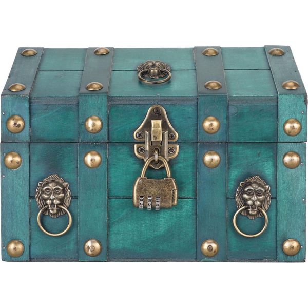 Scatola Del Tesoro Scatola Di Immagazzinaggio Con Serratura A Combinazione Artigianato Legno Squisito Per Gioielli Verde-image