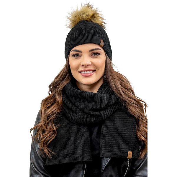 Berretto Da Donna Vivisence Con Pompon E Sciarpa Caldo Copricapo E Scaldacollo Per L'inverno E L'autunno Caldo E Spesso, Berretto Invernale Con Pompon, Set Invernale Da Donna, Eu, Nero, Taglia Unica-image