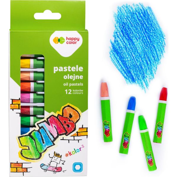 Pastelli A Olio Jumbo Set Di 12 Colori Happy Color-image