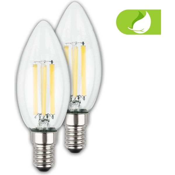 2 X Lampadina Led E14 Eek A Lampada 4W Candela Bianco Caldo 2700K Classe Di Efficienza A-image