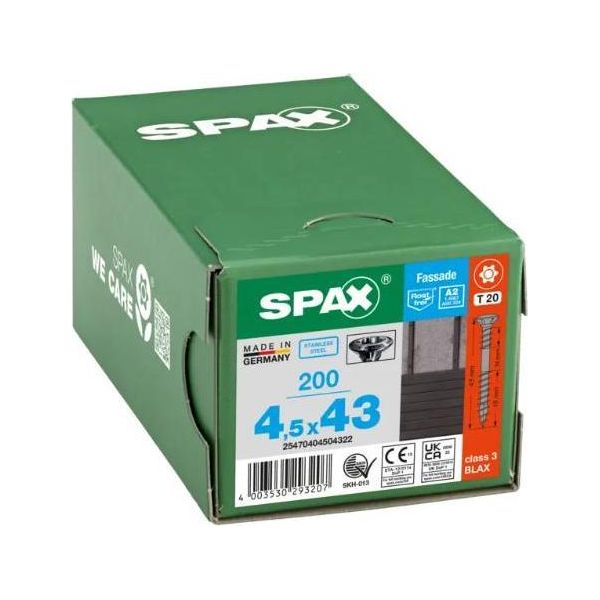 Vite Per Facciate Spax In Acciaio Inox A2 4,5 X 43 Mm 200 Pz. Nero-image