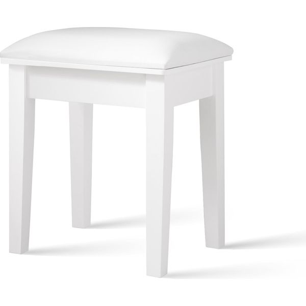Sgabello Da Toilette Aiorber, Sgabello Moderno Imbottito, Sgabello Per Pianoforte, Pouf, Legno Massiccio, Elevato Comfort Di Seduta, Antiscivolo, Versatile, Bianco-image