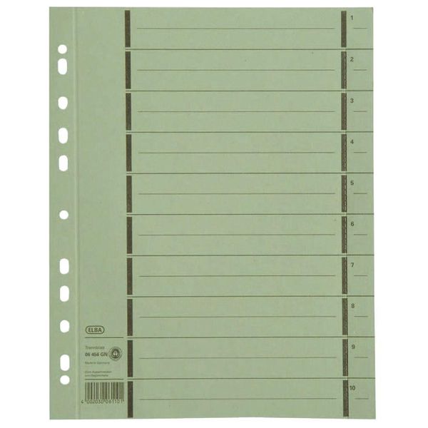 Elba 400004667 TrennbläTter Mit Perforation - A4 ÜBerbreite, GrüN, 100 StüCk-image
