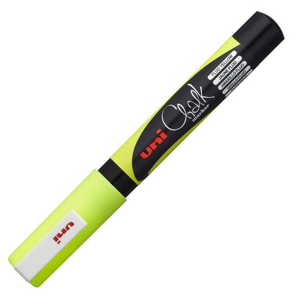 Uni-Ball Pennarello A Gesso PWE-3MS, Giallo Neon, Punta Rotonda-image