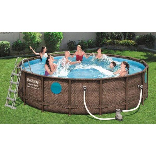Piscina Fuori Terra Bestway Power Steel 549X274X122 Cm Con Pulitore A Cartuccia 5.678 L/S Con Copertura E Scaletta-image