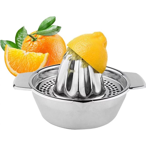 Spremiagrumi Manuale In Acciaio Inox Bayli | Spremiagrumi Ø12,5 Cm | Spremiagrumi Per Limoni Con Contenitore Di Raccolta E Beccuccio | Spremiagrumi Per Lime | Spremiagrumi Per Frutta | Spremiagrumi Per Arance | Spremiagrumi Per Limoni E Agrumi-image