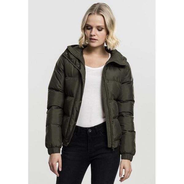 Urban Classics Donna Giacca Puffer Con Cappuccio Oliva Scuro - M-image