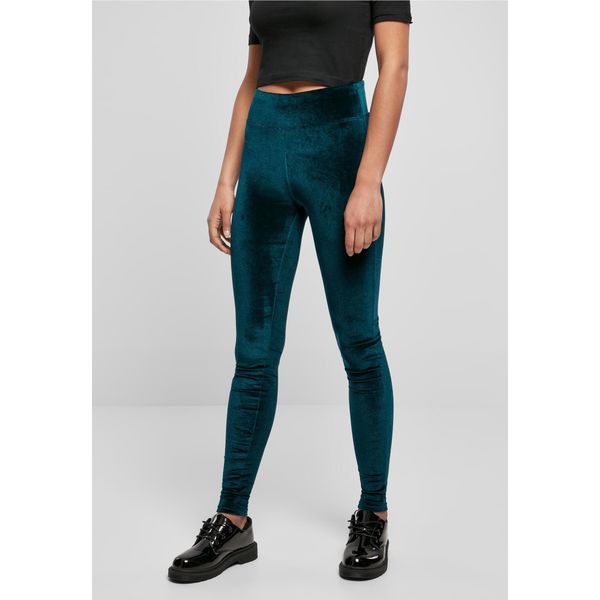 DáMské Leginy Urban Classics Donna Leggings In Velluto A Vita Alta Verde Acqua - Xs-image