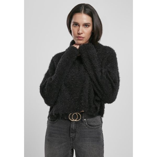 Urban Classics Donna Maglione Oversize A Collo Alto In Piuma Nero - Xs-image