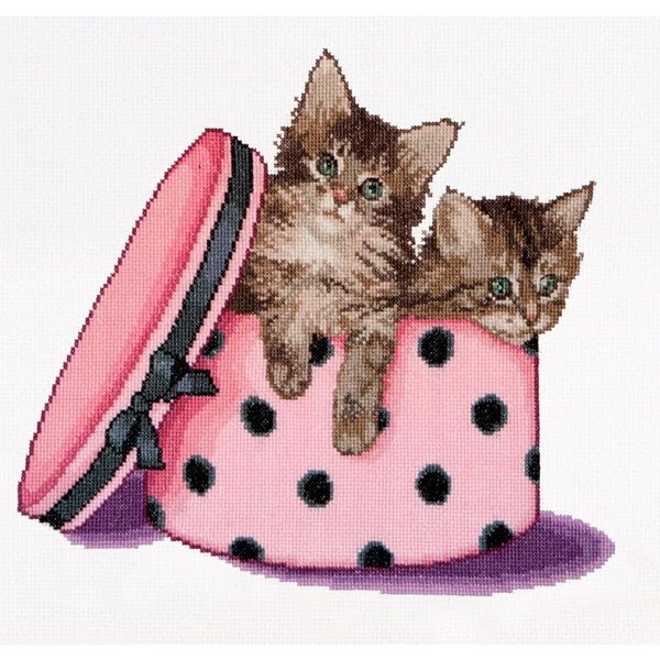 Thea Gouverneur Kit Punto Croce "Gattini Gemelli Aida"", 31X30Cm"-image
