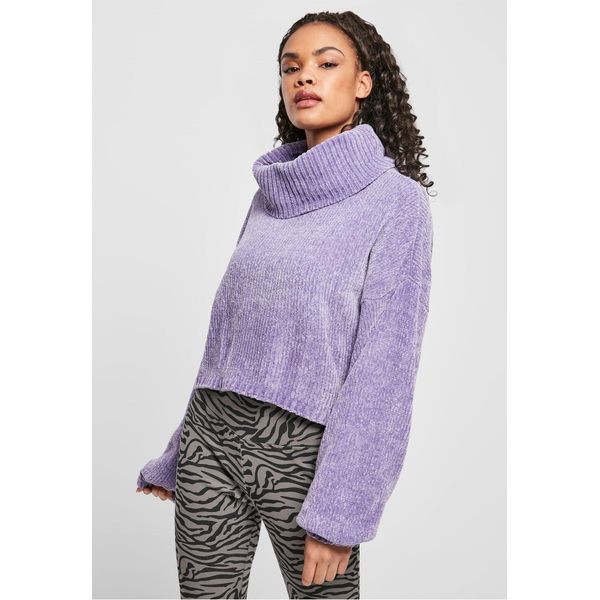 Urban Classics Donna Maglione Corto In Ciniglia A Collo Alto Lavanda - L-image
