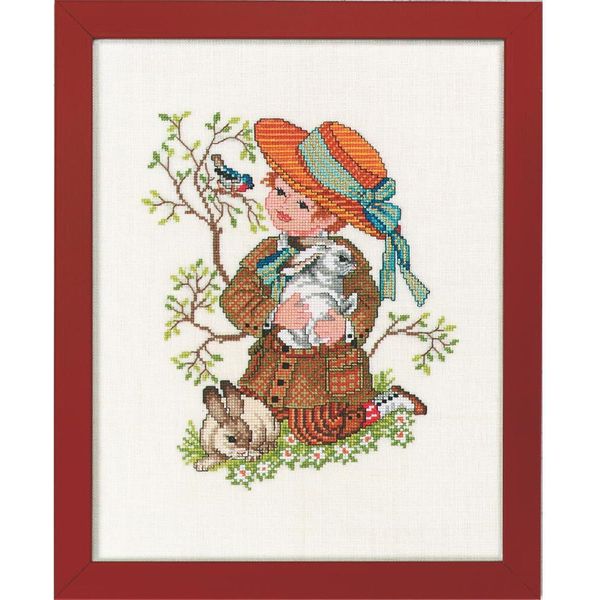 Eva Rosenstand Set Punto Croce "Ragazzo Con Coniglio"", Schema Di Conteggio, 28X35Cm"-image