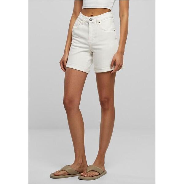 Urban Classics Ladies Organic Stretch Denim 5 Pocket Shorts Offwhite Raw - 31-image