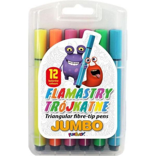 Pennarelli Triangolari Jumbo 12 Colori In Scatola Di Plastica Fun&Joy-image