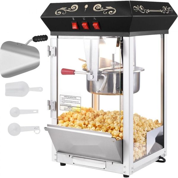 Macchina Per Popcorn Macchina Per Popcorn 850W 8Oz Nero - Generatore Di Popcorn Di Alta Qualità Per Il Cinema E L'uso Domestico-image