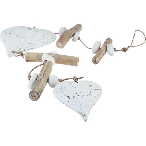 Appendino Decorativo In Legno Cuore Vintage Crackle Nature 85Cm-image